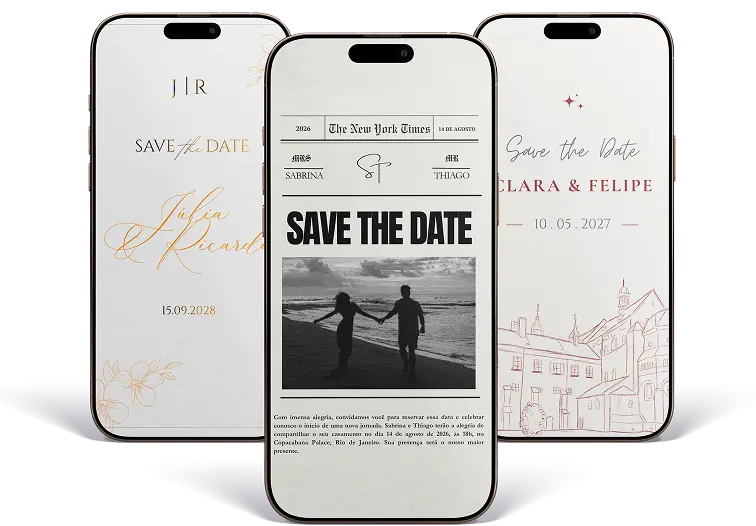 Modelos de save the date nos celulares