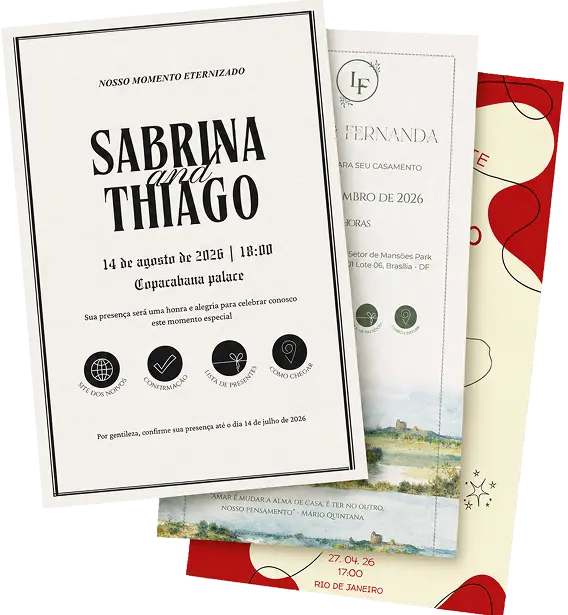 Mockup dos convites de casamento